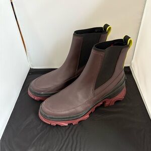 Sorel Women's Shoes Burgundy Brex Heel Chelsea Waterproof Boots Size 8.5